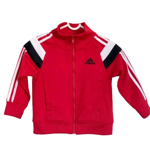 adidas Other - ADIDAS KIDS DESIGNER red jacket 1 full ZIP boy or girl stylish SPORTS winter ♡